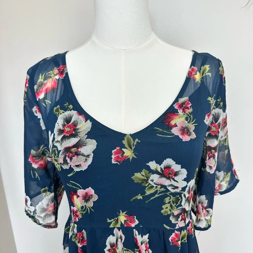 Abercrombie & Fitch Navy Floral Benni Maxi Dress - XS - GUC